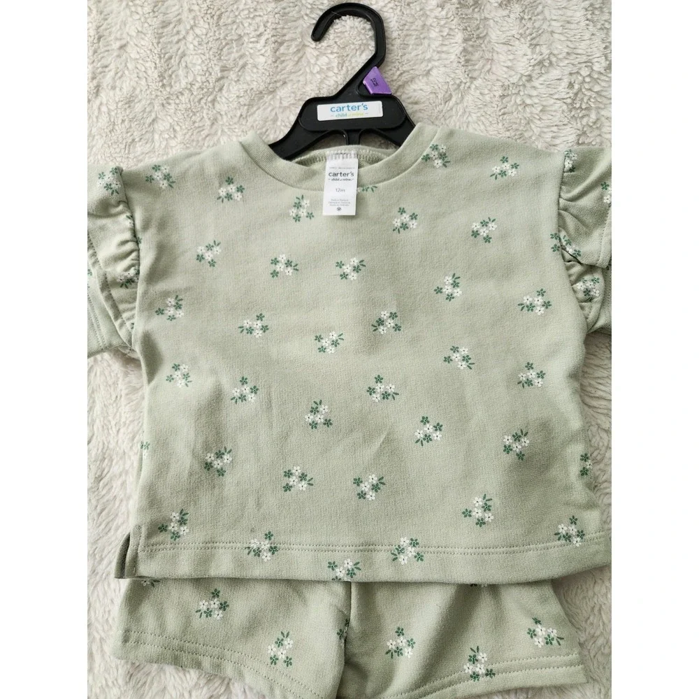 Carter's Child of Mine Baby Girl Outfit Set, 2-Piece 12 Months Green